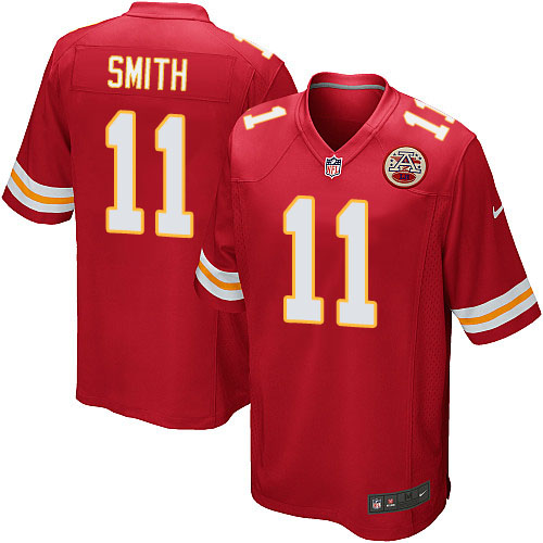 Men's Game Alex Smith Nike Jersey Red Home - #11 NFL Kansas City Chiefs